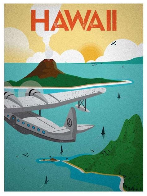 Hawaii Vintage Travel Poster Vintage Airline Posters Retro Travel