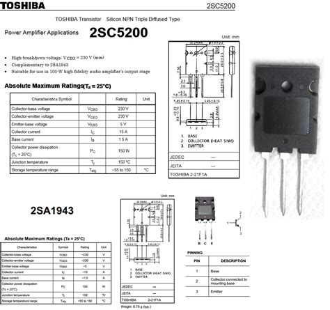 Yamaha amplifier circuit repair using 2sc5200 and 2sa1943, electronics. 2SA1943 (PNP) and 2SC5200 (NPN) Transitor - Electronic Circuit