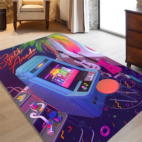 Synthwave Area Rug Arcade Game Rug Classic Gaming Rug Video Etsy