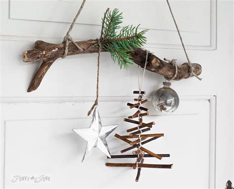 Rustic Twig Christmas Tree Ornament On A Branchfunky Junk Interiors