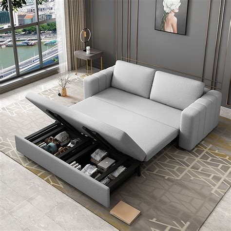 Nordic Convertible Sofa Full Sleeper Sofa Upholstered Cottonandlinen