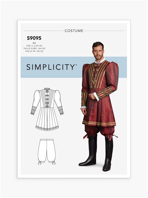 simplicity men s tudor costume sewing pattern s9095 bb