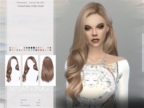 Wings To0808 Unilateral Curly Hair By Wingssims At Tsr Sims 4 Updates