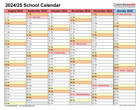 School Calendars 20242025 Free Printable Word Templates