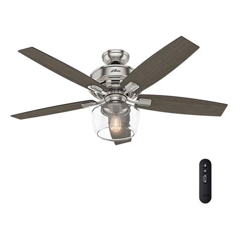 Hunter fan company indoor ceiling fan with led light and remote control. Hunter Bennett 52 in. LED Indoor Brushed Nickel Ceiling ...