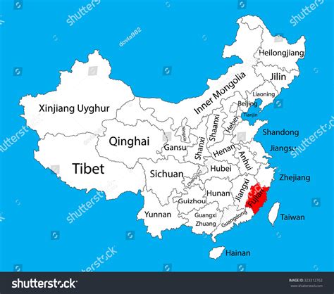 Fujian Province Map China Vector Map Stock Vector 323312762 Shutterstock