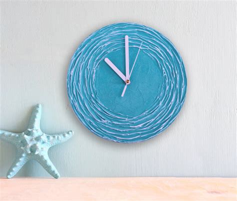 Beach House Wall Clock Turquoise Minimal Blue Unique Clock Turquoise