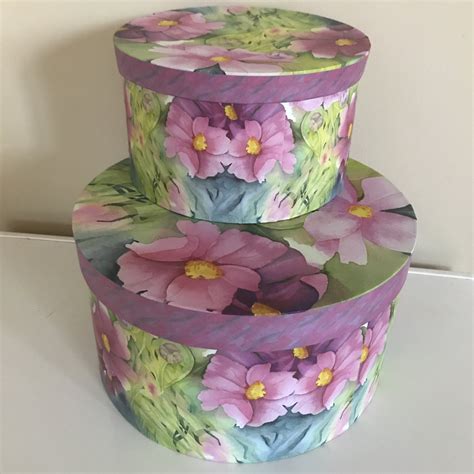 What can you do with a hat box? 2 Decorative Hat Boxes Pastel Box Michaels Hobby Lobby ...