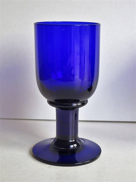 Pair Of Wine Glasses Or Drinking Goblets Bristol Blue Thick Stems Circa 1880 At 1stdibs Thick