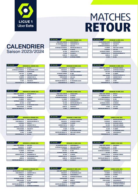 Ligue 1 découvrez le calendrier complet de la saison 2023 2024