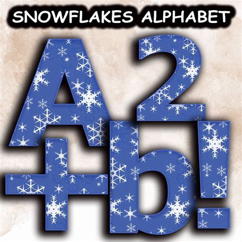Snowflakes Alphabet Numbers And Characters Clip Art Set This
