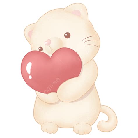 Cat Hold Heart On Valentine Day Cat Heart Valentine Png Transparent