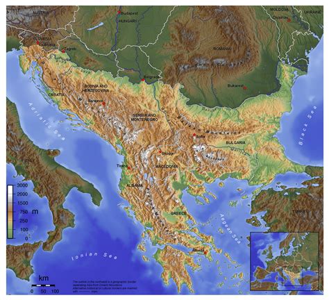 Large Topographical Map Of Balkans Balkans Europe Mapsland Maps
