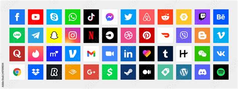 Social Media And App Icons Large Set Of Icons For Popular Apps And