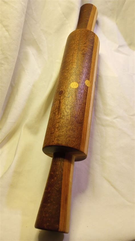 Rolling Pin Segmented Inlaid Hand Turned Wooden 17 Long Heirloom