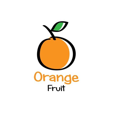 Fresh Orange Fruit Logo Symbol Hand Drawn Cartoon Style For Company