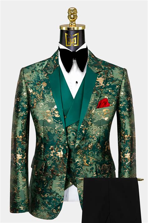 Emerald Green And Gold Suit Dresses Images