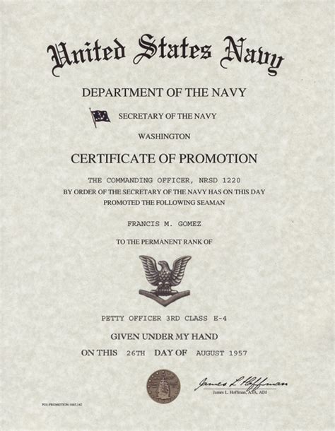 Navy Enlisted Promotion Certificates