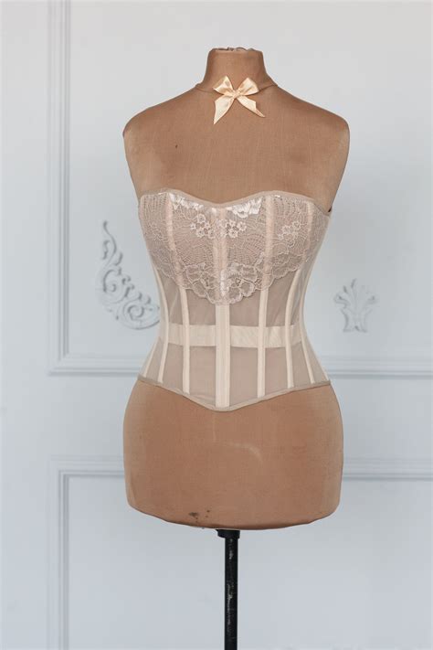 Nude Overbust Corset With Laces Steel Boned Corset Without Etsy