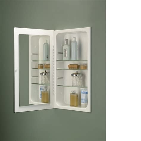 It keeps small, pointy items safe when the door swings open and adds bonus storage you know how inspiration always strikes in the shower? Broan Cove 26-in H x 16-in W Frameless Metal Recessed ...