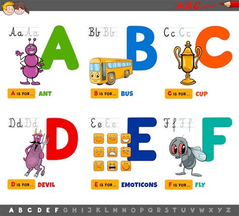 Premium Vector Educational Cartoon Alphabet Letters For Children