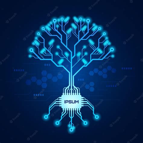 Premium Vector Circuit Board Pattern In Form Of A Tree With Roots