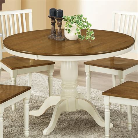 Monarch Specialties Antique Whiteoak Round Dining Table At