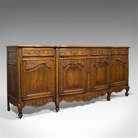Large Antique Sideboard, French, Bow Front, Oak, Buffet Cabinet, Circa