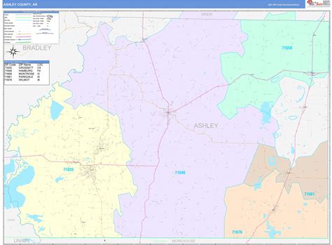 Ashley County Ar Wall Map Color Cast Style By Marketmaps