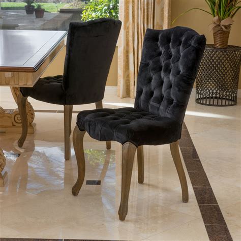 noble house mira modern contemporary tufted velvet dining chairs set of 2 black