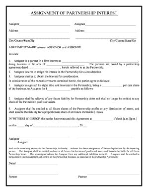Partnership interest agreement form