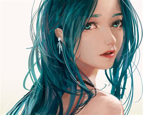 Hintergrundbilder Gesicht Modell Lange Haare Anime Mädchen Blau