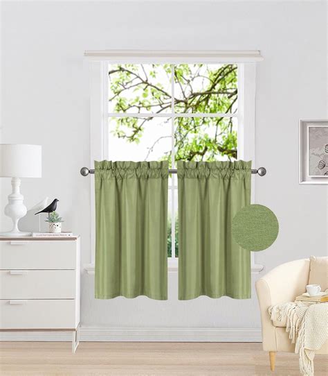 Rs5 1 Set Lime Green Rod Pocket Silky Window Curtain Lined Blackout