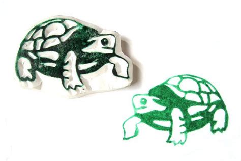 Hand Carved Turtle Stamp Turtle Rubber Stamp Unmounted Etsy Hand