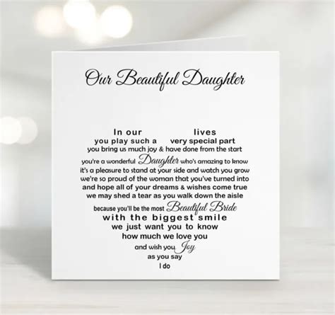 Daughter Wedding Card Wedding Poem Card From Brides Parents 421