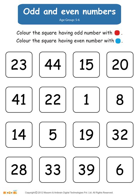 Odd And Even Numbers Worksheet