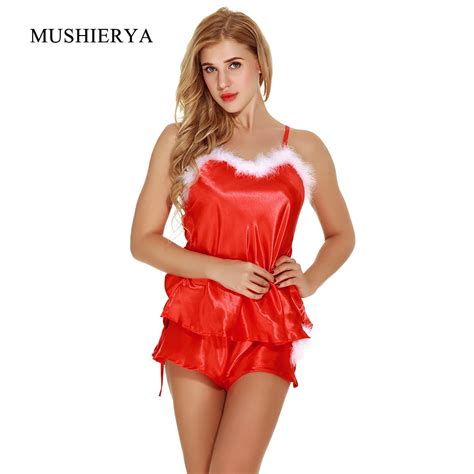 Mushierya Christmas Sexy Lingeries Sex Clothing For Women White Feathers Satin Erotic Costumes