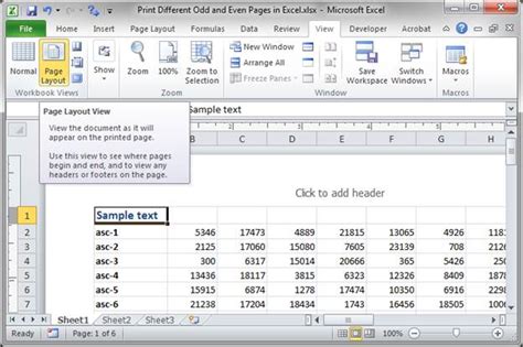 Print Different Headers for Odd and Even Pages in Excel ...
