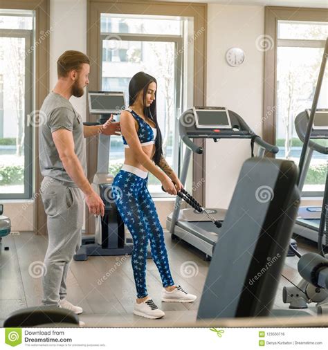Sportswoman With Personal Trainer Stock Photo Image Of Active People