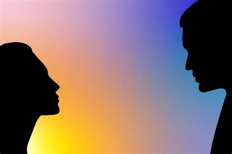 Premium Vector Two Silhouette Profiles Male And Female Facing Each Other