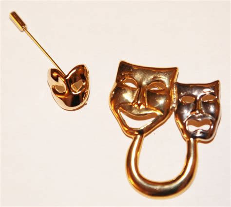 Greek Drama Comedy Tragedy Theater Entertainment Mask Brooch Comedy
