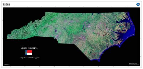 The North Carolina Satellite Imagery State Map Poster Map Poster