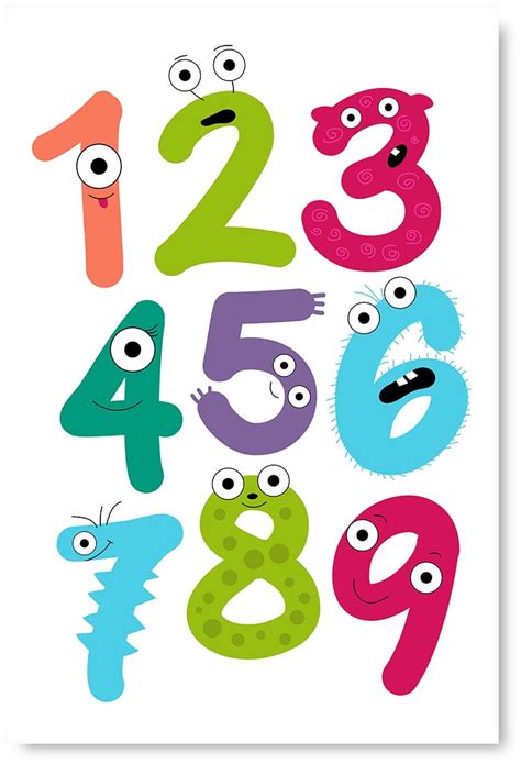 Awkward Styles Funny Colorful Numbers Poster Print Art Monster Numbers