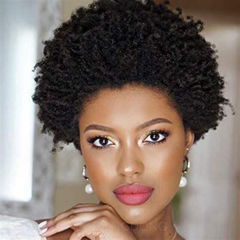 Afro Kinky Curly Black Women Short Wig 100 Indian Remy Human Hair Wigs Glueless Ebay