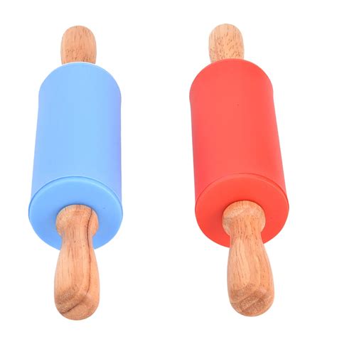 New Wooden Handle 1pc Non Stick Silicone Rolling Pin Dough Roller