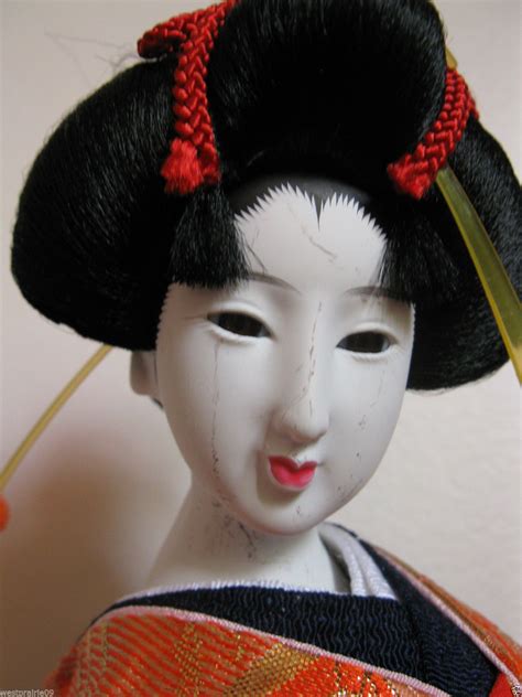 A stunning japanese maiko doll holding a ball. Japanese Geisha Doll Made in Japan 15.5 Inches Tall ...