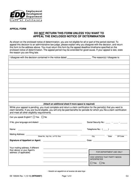 Ca Edd De Aa Fill And Sign Printable Template Online