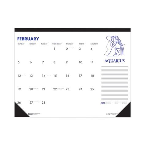 Recycled Zodiac Desk Pad Calendar Zodiac Artwork 17 X 22 White