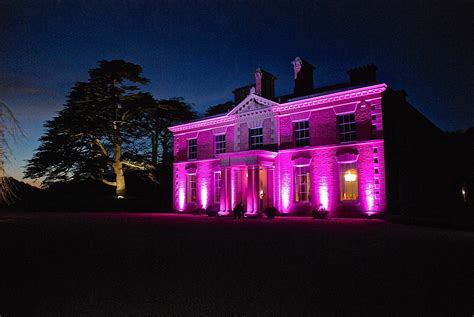 Beautiful Pink Up Lighters At Garthmyl Hall Outdoor Wedding Lighting