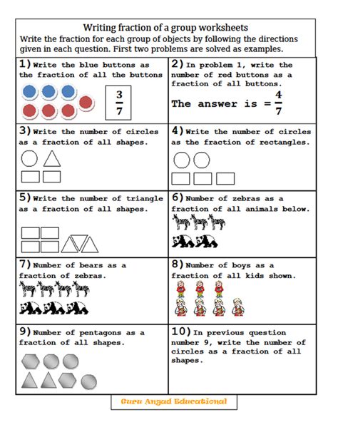 Fractions Of A Group Worksheets For Grade K Learning Hot Sex Picture